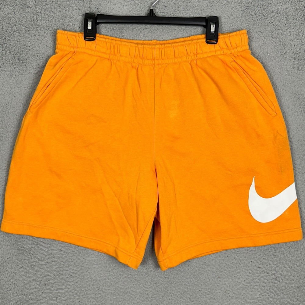 Nike Sportswear Shorts Mens XL Big Swoosh Orange Fleece Athletic Stretch Waist